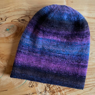 a handspun knitted hat